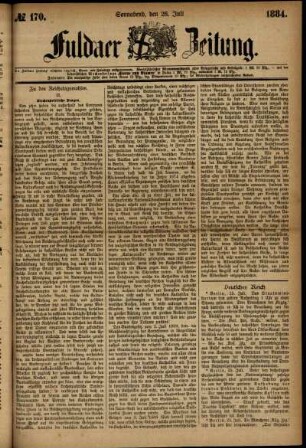 Ausgabe vom Samstag, den 26. Juli 1884.