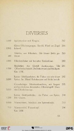 Diverses (Nr. 287-307)