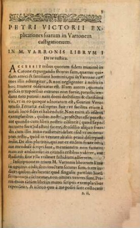Petri Victorii Explicationes suarum in Varronem castigationum