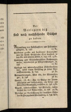 1-4, Bei Verlegern diß sind noch nachstehende Buecher ...