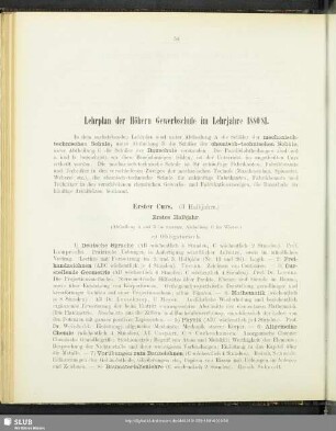 Lehrplan der Höhern Gewerbschule im Lehrjahre 1880/81