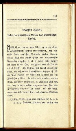 6. Kapitel. Über die ungefähren Kosten des akademischen Kursus