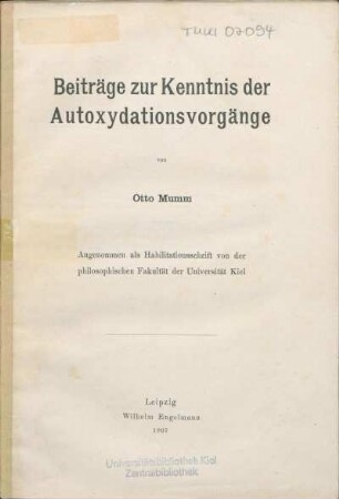 Beiträge zur Kenntnis der Autoxydationsvorgänge