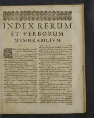 Index Rerum et Verborum Memorabilium.