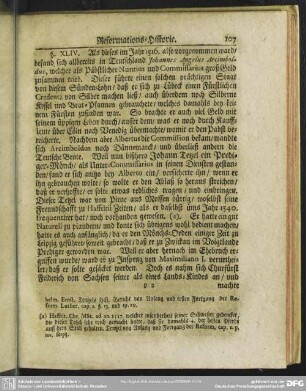 [§ XLIV. Von des Ertz-Bischoffs Alberti Bekandschafft mit Tezeln und dessen Instruction vom Ablaß-Predigen?]