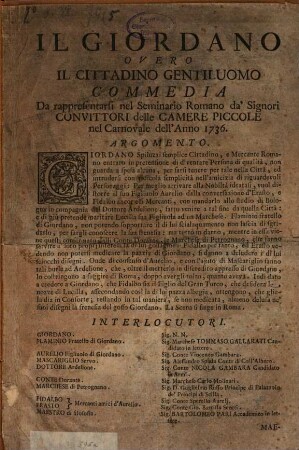 Il Giordano overo il cittadino gentiluomo : commedia