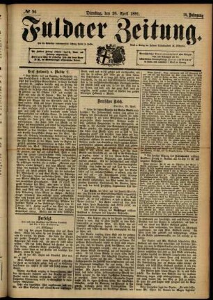 Ausgabe vom Dienstag, den 28. April 1891.