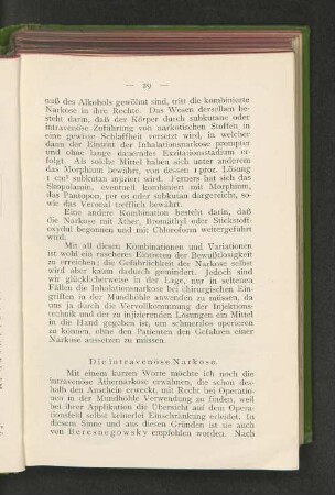 Die intravenöse Narkose.