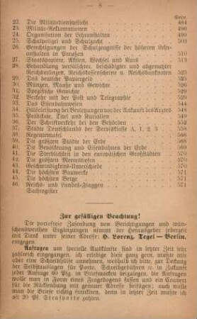 Zur gefälligen Beachtung!