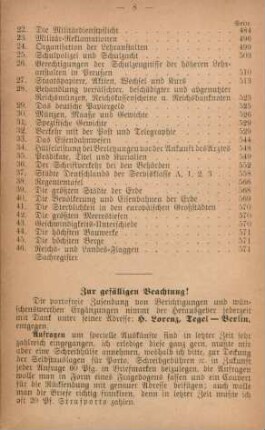 Zur gefälligen Beachtung!