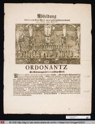 Abbildung Des Scholaren Feuer-Wercks/ wie es zu Braunschweig verbrandt den 9. Octobr. Anno MDCCII.