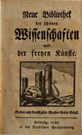Neue Bibliothek der schönen Wissenschaften und der freyen Künste. 37. 1788/89