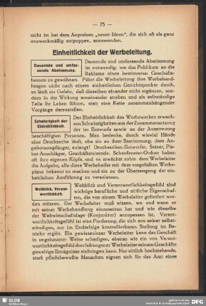 Einheitlichkeit der Werbeleitung