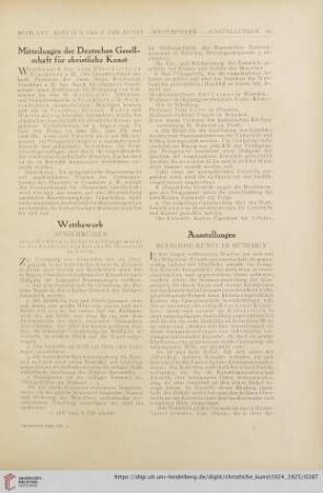 Mitteilungen der Deutschen Gesellschaft für christliche Kunst / Wettbewerb