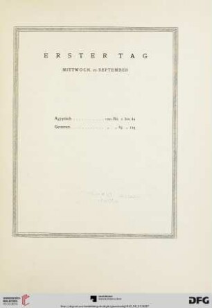 Erster Tag (Nr. 1-123)