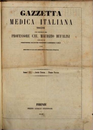 Gazzetta medica italiana : federativa toscana. 3 = 9. 1857