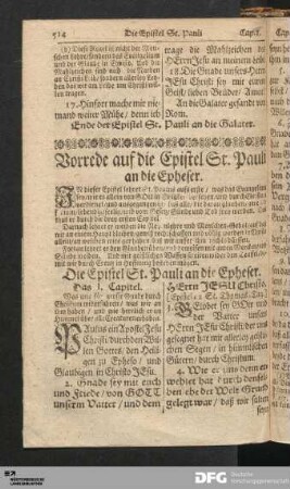 Die Epistel St. Pauli an die Epheser.