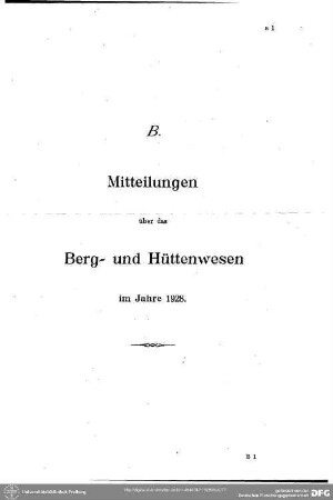 Mitteilungen über das Berg- und Hüttenwesen. Bergbau