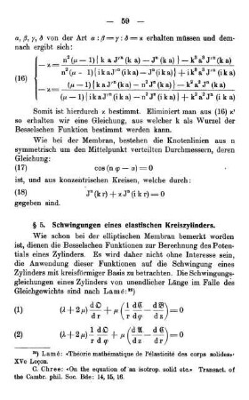 § 5. Schwingungen eines elastischen Kreiszylinders