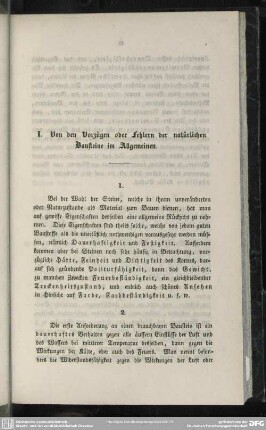 I. Von den Vorzügen oder Fehlern der natürlichen Bausteine im Allgemeinen