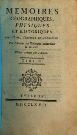 Mémoires Géographiques Physiques Et Historiques Sur L'Asie, L'Afrique Et L'Amérique, 3