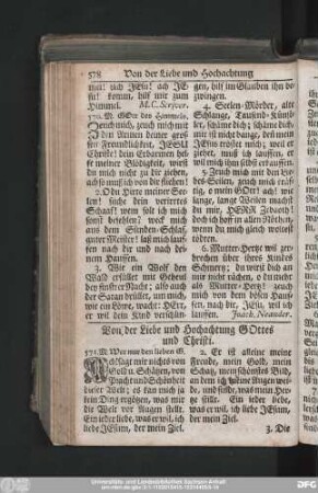 Von der Liebe und Hochachtung Gottes und Christi.