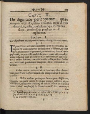 Caput II. De dignitate pericoparum, quae evangelia vulgo & epistolae vocantur, ...