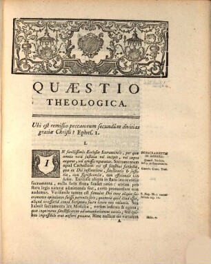 Quaestio theologica : [ubi est remissio peccatorum secundum divitias gratiae Christi? Ephes. I.]