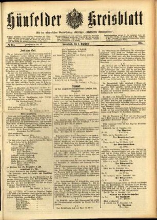 Ausgabe vom Samstag, den 05. Dezember 1914.