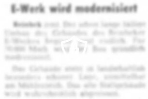E-Werk wird modernisiert