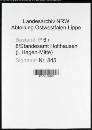 Sterberegister Standesamt Hagen-Holthausen