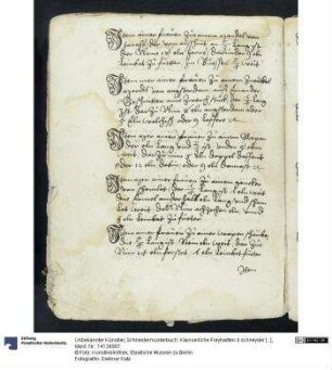 Schneidermusterbuch: Käysserliche Freyhaitten d schneyder [...]