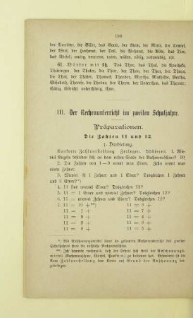 III. Der Rechenunterricht im zweiten Schuljahre