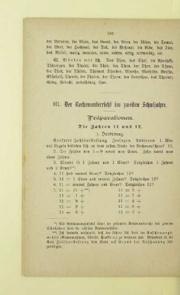 III. Der Rechenunterricht im zweiten Schuljahre