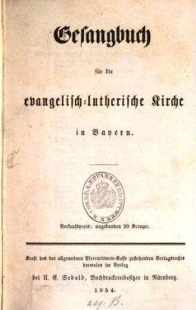 Gesangbuch für die Evangelisch-Lutherische Kirche in Bayern