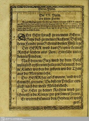 Der CX. Psalm