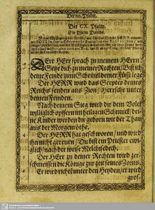 Der CX. Psalm