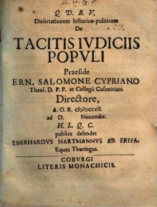 Dissertationem historico-politicam de tacitis iudiciis populi