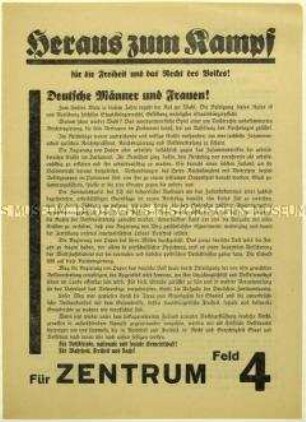 Aufruf der Zentrumspartei zur Reichstagswahl am 6. November 1932