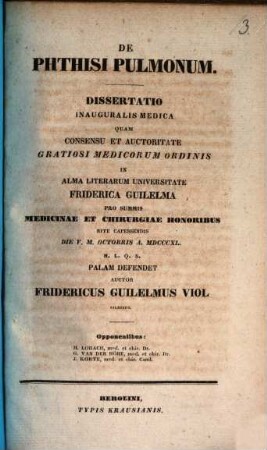 De phthisi pulmonum : diss. inaug. med.