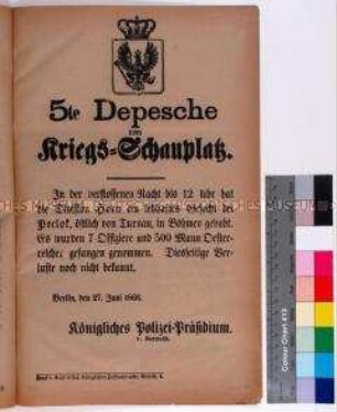 5. Depesche vom Kriegsschauplatz; Berlin, 27. Juni 1866