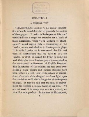 Shakespeare's London : A study of London in the reign of Queen Elizabeth