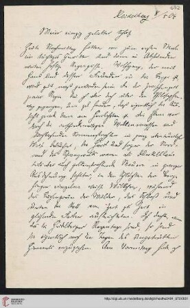 Heid. Hs. 3484,672: Brief von Eberhard Gothein an Marie Luise Gothein