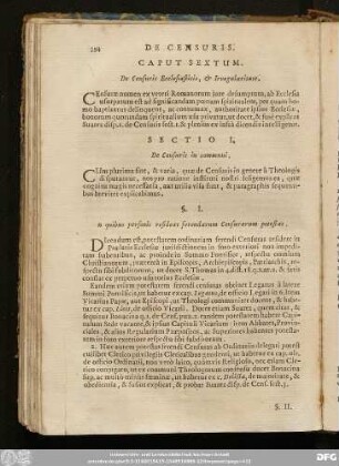 Caput Sextum. De Censuris Ecclesiasticis, & Irregularitate.