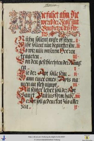 [1r - 61v] Regula sancti Benedicti, deutsch.