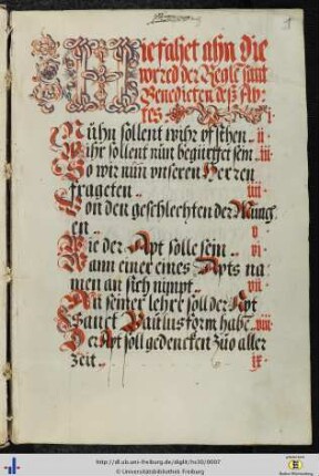 [1r - 61v] Regula sancti Benedicti, deutsch.