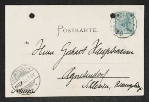 Brief von Walter Leistikow an Gerhart Hauptmann