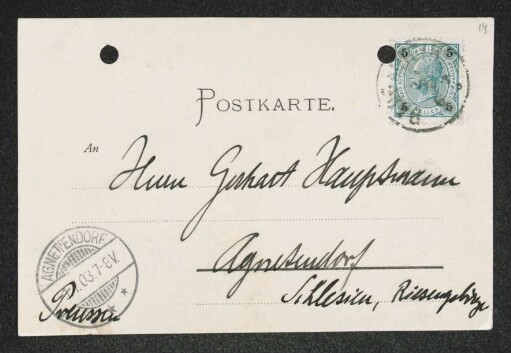 Brief von Walter Leistikow an Gerhart Hauptmann