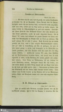 August Wilhelm von Schlegel an Friedrich Schleiermacher, Jena, 07.07.1800