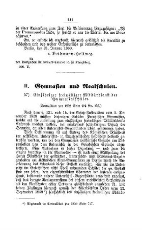 Einjähriger freiwilliger militärdienst der Gymnasialschüler : [II. Gymnasien und Realschulen]